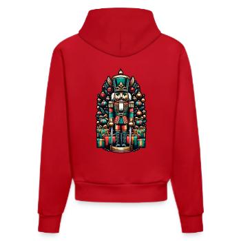Weihnachtlicher Nussknacker Mit Geschenken - Organic Fitted Hoodie Made in EU - Rot - Hinten