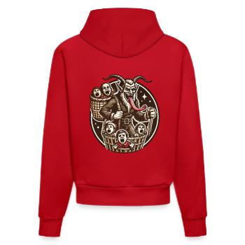 Krampus with naughty children Christmas - Organic Fitted Hoodie Made in EU - red - Back