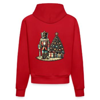 Nussknacker Und Weihnachtsbaum Kunst - Organic Fitted Hoodie Made in EU - Rot - Hinten