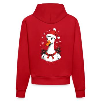 Canard de Noël avec un joli chapeau de Noël - Sweat à capuche bio ajusté fabriqué en UE - rouge - Dos