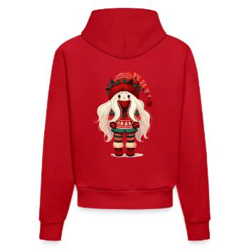 Niedlicher Weihnachtself Im Skandinavischen Style - Organic Fitted Hoodie Made in EU - Rot - Hinten