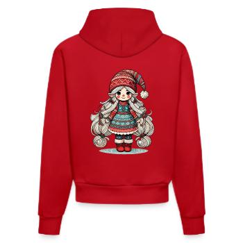 Noël Gnome Femme Gnome Festif Fille - Sweat à capuche bio ajusté fabriqué en UE - rouge - Dos