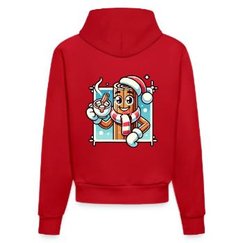 Heiße Schokolade Mit Zimt Cartoon Winterfreude - Organic Fitted Hoodie Made in EU - Rot - Hinten