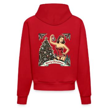Christmas Pin-Up Retro Vintage Style - Organic Fitted Hoodie Made in EU - red - Back