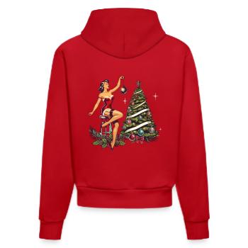 Christmas Pin-Up Retro Vintage Style - Organic Fitted Hoodie Made in EU - red - Back
