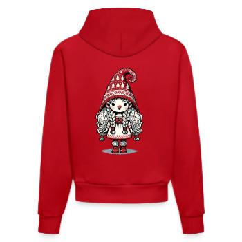 Christmas Gnome Woman Scandinavian Cottagecore - Organic Fitted Hoodie Made in EU - red - Back