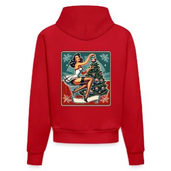 Retro Christmas Pin-Up Vintage Style - Organic Fitted Hoodie Made in EU - red - Back