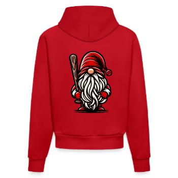 Christmas Baseball Gnome Dwarf Sports Fan - Organic Fitted Hoodie Made in EU - red - Back