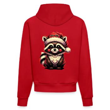 Niedlicher Weihnachts-Waschbär Mit Mütze - Organic Fitted Hoodie Made in EU - Rot - Hinten
