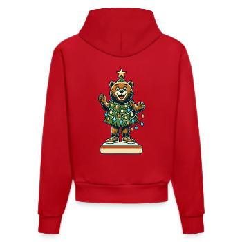 Merry bear with Christmas lights - Organic Fitted Hoodie Made in EU - red - Back