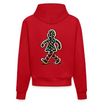 Bonhomme en pain d’épice joyeux avec des pépites - Sweat à capuche bio ajusté fabriqué en UE - rouge - Dos