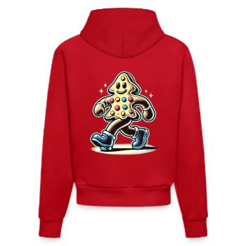 Gingerbread man with boots smiling - Organic Fitted Hoodie Made in EU - red - Back