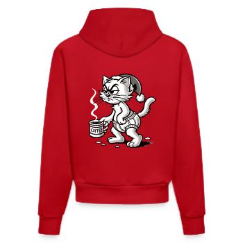 Mürrische Katze Weihnachten Kaffeeliebhaber - Organic Fitted Hoodie Made in EU - Rot - Hinten