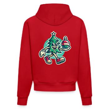 Lustiger Retro Weihnachtsbaum mit Kugel - Organic Fitted Hoodie Made in EU - Rot - Hinten