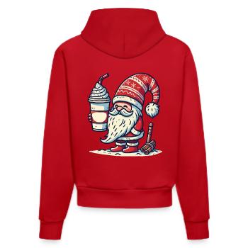 Weihnachtlicher Kaffeeliebhaber Gnom Wichtel - Organic Fitted Hoodie Made in EU - Rot - Hinten