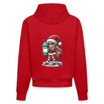 Nain de Noël au café - Sweat à capuche bio ajusté fabriqué en UE - rouge - Dos