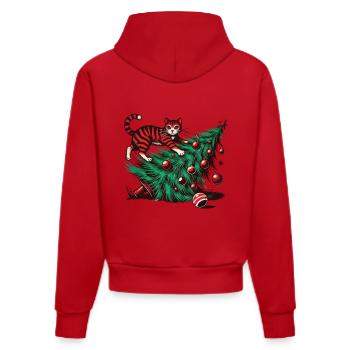 Lustige Katze Weihnachten Retro Vintage - Organic Fitted Hoodie Made in EU - Rot - Hinten