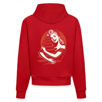 Christmas Retro Vintage Style Woman Christmas Tree - Organic Fitted Hoodie Made in EU - red - Back