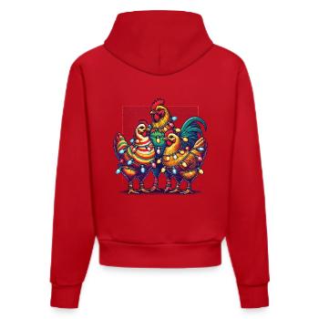 Poulets drôles de Noël avec des lumières - Sweat à capuche bio ajusté fabriqué en UE - rouge - Dos