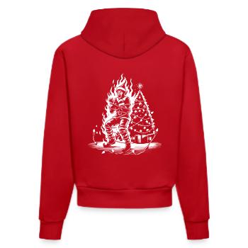 Lutin de Noël en feu avec sarcastique - Sweat à capuche bio ajusté fabriqué en UE - rouge - Dos