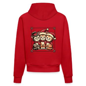 niCute Cats Christmas Retro Style - Organic Fitted Hoodie Made in EU - red - Back