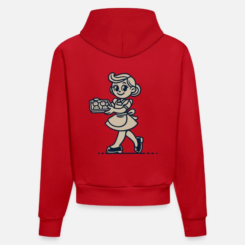 Cuisinier joyeux avec des biscuits - Sweat à capuche bio ajusté fabriqué en UE - rouge