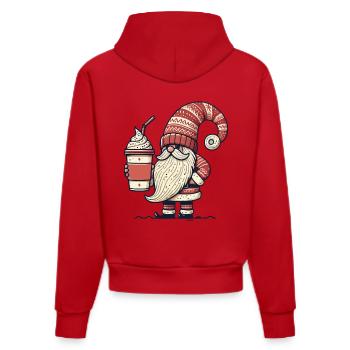 Weihnachtsglocken Kaffeeliebhaber Gnom - Organic Fitted Hoodie Made in EU - Rot - Hinten