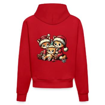 Cute Cats Christmas Retro Style - Organic Fitted Hoodie Made in EU - red - Back
