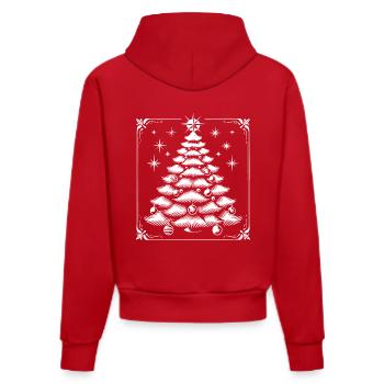 Weihnachtlicher Tannenbaum Mit Sternen - Organic Fitted Hoodie Made in EU - Rot - Hinten