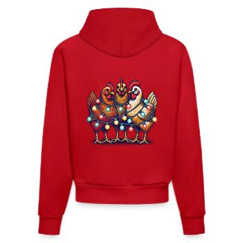 Christmas Funny Chickens With Fairy Lights - Organic Fitted Hoodie Made in EU - red - Back