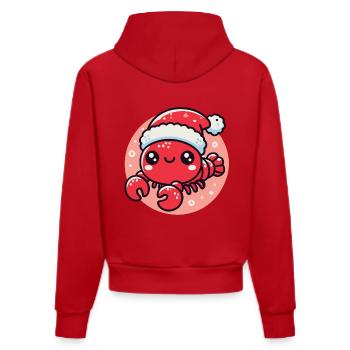 Merry Christmas crab with hat - Organic Fitted Hoodie Made in EU - red - Back