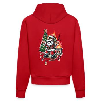 Père Noël choc électrique chaos dessin animé design - Sweat à capuche bio ajusté fabriqué en UE - rouge - Dos