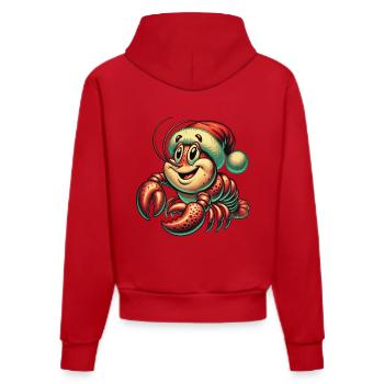Christmas lobster with cap - Organic Fitted Hoodie Made in EU - red - Back