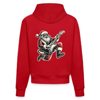 Weihnachtsrock Gitarrenspielender Santa - Organic Fitted Hoodie Made in EU - Rot - Hinten