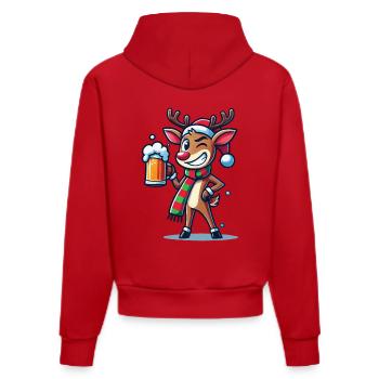 Funny Christmas Reindeer With Beer Mug - Organic Fitted Hoodie Made in EU - red - Back