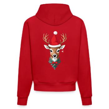 Joyeux Noël Renne avec chapeau - Sweat à capuche bio ajusté fabriqué en UE - rouge - Dos