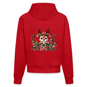Christmas reindeer fun with gifts - Organic Fitted Hoodie Made in EU - red - Back