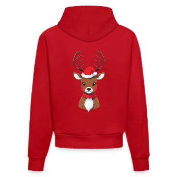Renne de Noël avec chapeau - Sweat à capuche bio ajusté fabriqué en UE - rouge - Dos