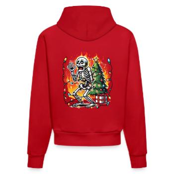 Noël Chaos Squelette Drôle - Sweat à capuche bio ajusté fabriqué en UE - rouge - Dos