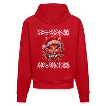 Weihnachtliches Eichhörnchen Mit Mütze - Organic Fitted Hoodie Made in EU - Rot - Hinten