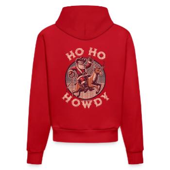 Christmas Cowboy Santa Claus Western - Organic Fitted Hoodie Made in EU - red - Back