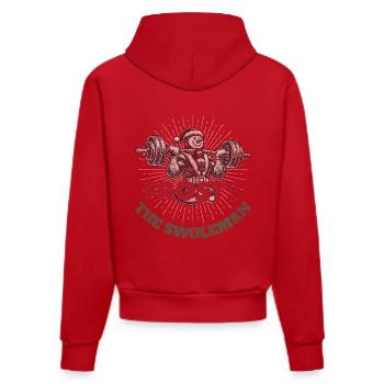 Frosty The Strong Snowman Fitness Humor - Organic Fitted Hoodie Made in EU - red - Back