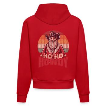 Christmas Western Santa Ho Ho Howdy - Organic Fitted Hoodie Made in EU - red - Back