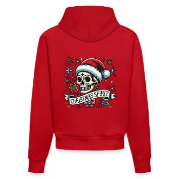 Streetwear Aesthetic Weihnachtsgeist Tattoo Stil - Organic Fitted Hoodie Made in EU - Rot - Hinten