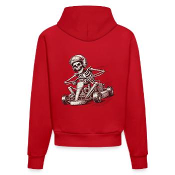 Skelett Go-Kart Retro Abenteuer - Organic Fitted Hoodie Made in EU - Rot - Hinten