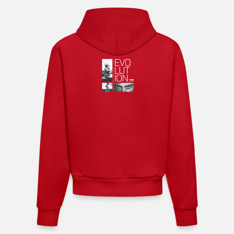 Évolution - ne pas s’arrêter - Sweat à capuche bio ajusté fabriqué en UE - rouge
