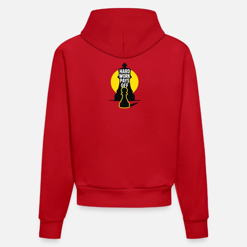 HardWorkPaysOff - Sweat à capuche bio ajusté fabriqué en UE - rouge