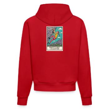 Conception d’escalade motivante avec dicton - Sweat à capuche bio ajusté fabriqué en UE - rouge - Dos