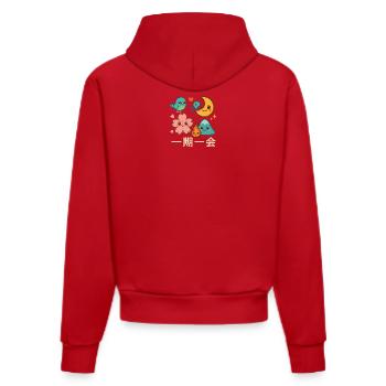 Collection de motifs Kawaii一期一会 - Sweat à capuche bio ajusté fabriqué en UE - rouge - Dos