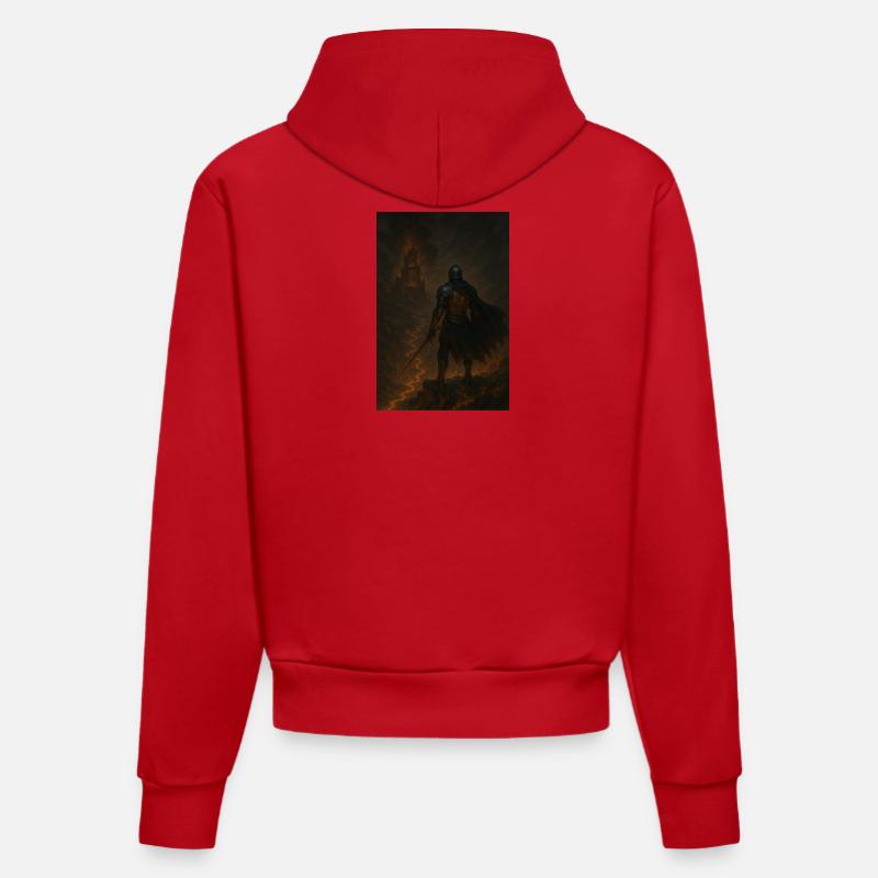 Chevalier de lave en enfer - Sweat à capuche bio ajusté fabriqué en UE - rouge